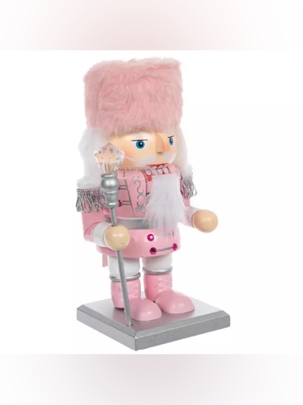 Pink Wood Nutcracker With Staff